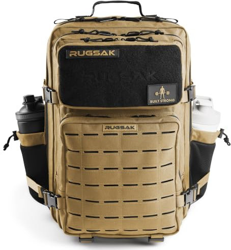 RUGSAK® ALPHA | Taktischer Rucksack [20-45L] Wasserdicht & EXTREM Robust | Militär Survival Backpack | für Outdoor Arbeit Wandern Camping und Gym | Molle Reiserucksack Herren & Damen (Desert Sand)