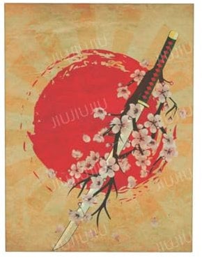JIUJIUJIU Wall Art Painting Japanese Katana Prints & Poster Modern Canvas Prints Artwork For Living Room Office Home Deco