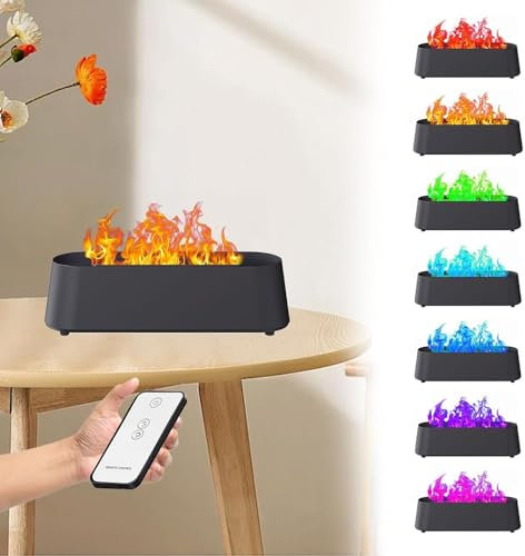 Flame Aroma Diffuser, 7 Colour Lights Essential Oil Diffuser, Electric Aromatherapy Diffuser With Remote Control, Air Humidifier For Bedroom, Office, Yoga, Spa
