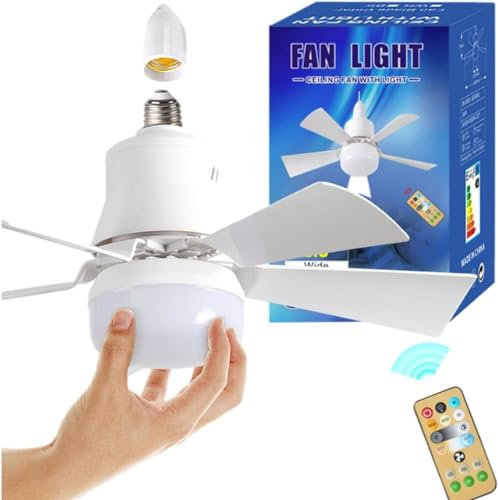 YONGLSP Ventilatore da Soffitto con Luce e Telecomando, Lampadario Ventilatore LED Dimmerabile 5 Pale, 3 velocità, Silenzioso, per Soggiorno, Camera