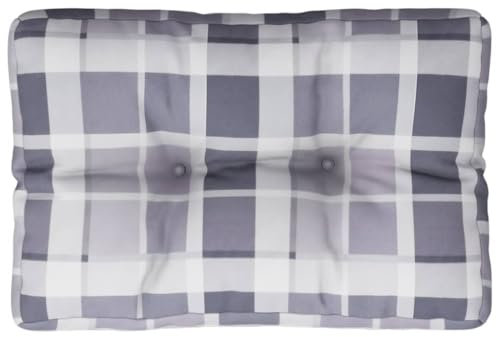 vidaXL Palettenkissen, Palettenpolster für Europaletten, Palettensofa Kissen Indoor Outdoor, Palettenauflage Rückenkissen, Grau Karomuster Stoff