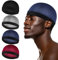 Giantree 4 Stück Seidige Wellenkappen für Herren, Elastische Band Wellenkappen Seidig Wave Caps Silky Durag Headwear Kopftuch Herren Satin Haarhaube Wave Cap für Schlafen Dusche（4 Farben）