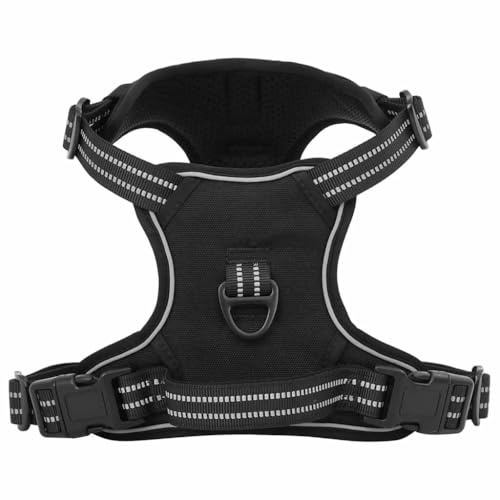 vidaXL Hundegeschirr mit Leine & Halsband Verstellbar Schwarz M