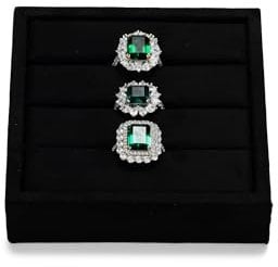 Papten Velvet Small Jewelry Ring Organizer Trays Stackable Jewellery Drawer Organiser Tray for Earrings Ring Display Showcase,Black