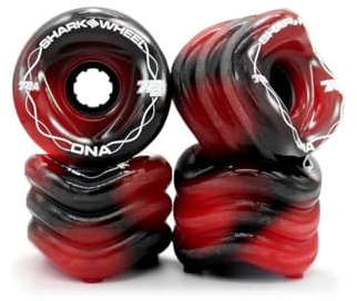 Shark Wheel 72 mm 78a Longboard Cruising Wheels, DNA Formula, Set mit 4 Rollen (Rot/Schwarz Wirbel, 72 mm)