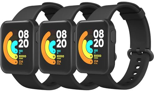 Amzpas 3Stück Armband für Xiaomi Mi Watch Lite/Redmi Watch Lite Damen Herren,Neues Silikon Sport Ersatzarmbänder Uhrenarmband für Redmi Watch Lite(Schwarz/Schwarz/Schwarz)