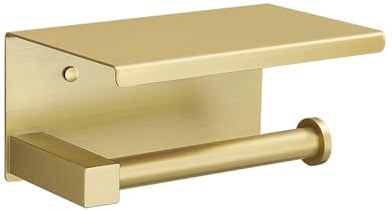 TURS Toilettenpapierhalter mit Telefon, Toilettenpapierhalter für Badezimmer, SUS 304 Edelstahl, für Bad oder Küche (Geburstetes Gold)