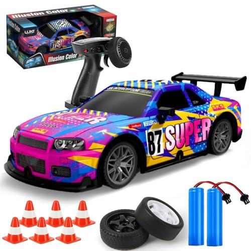 DAJASD RC Drift Car, 1:22 2.4Ghz Remote Control Car with Cool Lights, 2 Batteries 50Mins Play Time, 30km/h High Speed 4WD Racing RC Drifting Cars, Toys Gifts for Kids Adults Black + Red