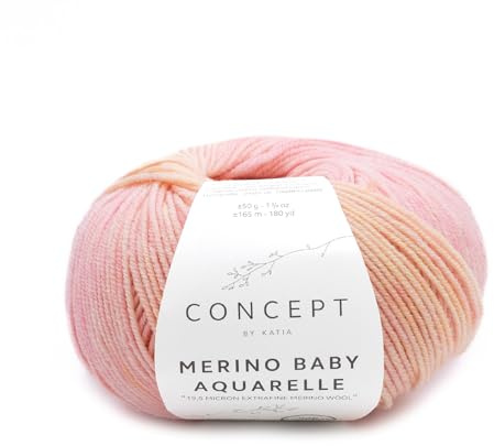 Katia Babywolle Merino Baby Aquarelle, Wolle mit Farbverlauf, sehr weich und pflegeleicht, Easy Care Waschmaschine + Trockner geeignet | 50g (361)