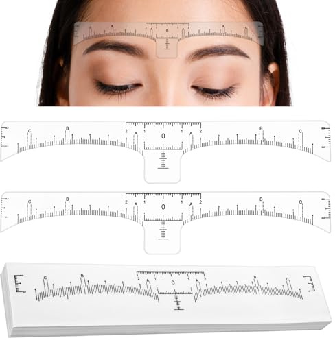 Classicseali 120 Stück Einweg augenbrauenlineal, Augenbrauen Lineal, Bequem und Langlebig, Augenbrauen Schablone, Weich Eyebrow Ruler mit Skala für Verschiedene Augenbrauenformen (Weiß)