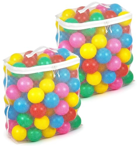 Molain 2 PCS Ball Pit Balls Bag, Mesh Ball Bag for Storage Pool Ball 16.5 x 8.3 x14.6 Inches Durable Nylon Zipper Bag Foldable Organizer for Playpen Home Travel (Only Storages Bag,No Ball)