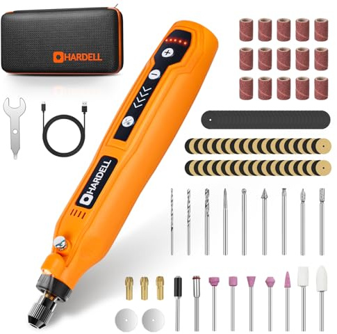 HARDELL Cordless Rotary Tool Kit with 69 Accessories - 5-Speed Mini Power Tool, USB Rechargeable for Drilling, Sanding, Polishing, Engraving (DIY & Crafts)