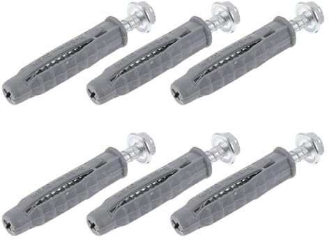 HEALLILY 6 Pièces Ancrages Autoperceurs en Acier au Carbone et Plastique pour Camping, Chevilles Polyvalentes pour Cloisons Sèches Vis Plate, Résistance la Rouille et Manchon D'expansion