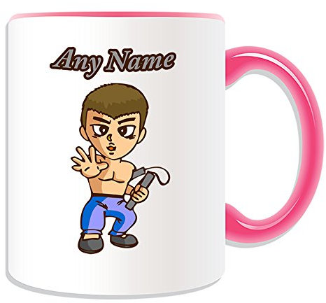 Personalisiertes Geschenk – Nunchaku Tasse braun Haar (Martial Arts Design Thema, Farbe Optionen) – alle Nachricht/Name auf Ihre einzigartige – Kung Fu Kungfu Waffe Bruce Lee blond, keramik, rose