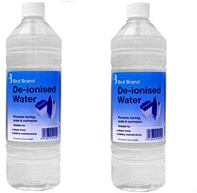 Twin Pack of Bird Brand 1Litre De-Ionised, Demineralised Water, Non Distilled Natural Water