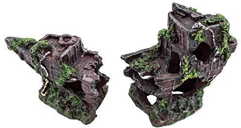 JAD RO-2198 Schiffswrack 2-teilig für das Aquarium ca. 25cm - hochwertige Aquarium Dekoration Deko aus Polyresin