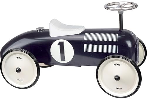 Vilac - Kindertrage - My Oldtimer-Rennwagen aus schwarzem Metall - Entwickelt die motorischen Fähigkeiten Ihres Kindes - Metallfahrzeug - Kinderfahrzeug - Ab 18 Monaten - 1121, Blau