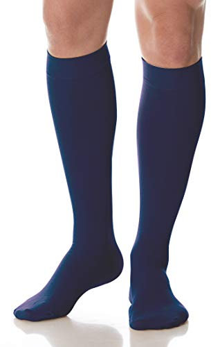 SCUDOTEX Herren Kniestrümpfe 280 Denier Große klassische Kompression, abnehmend, mittel, 18-21 Hg, Blau, Größe 4