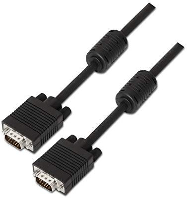 AISENS A113 – 0077 SVGA-Kabel mit Ferrita (HDB15/macho-hdb15/männlich, 25 m, für Monitor/TV/Projektor), Schwarz