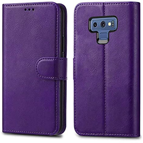 Samsung Galaxy Note 9 Cases - Premium Wallet Leather Flip Case Cover For Samsung Galaxy Note 9 [Card Holder] [Magnetic Closure] (Purple)
