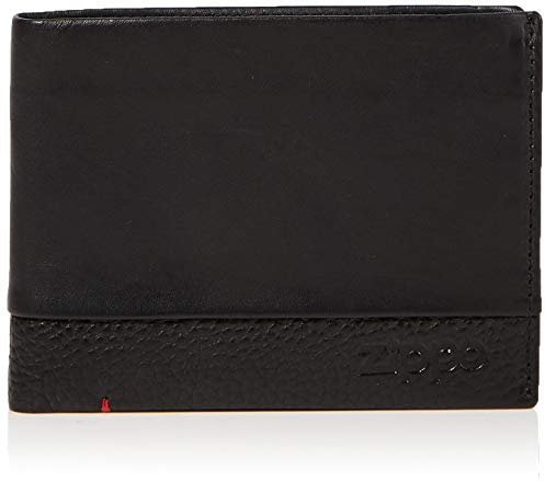 Zippo - Portefeuille En Cuir, Noir, Porte-monnaie Anti-RFID, Compartiment À Pièces, Idéal Pour Cartes Bancaires Et Billets, Pour Homme Et Femme