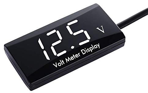 Thlevel Car Digital Voltmeter Waterproof DC 12V LED Display for Motorcycle Voltage Volt Meter Gauge White LED