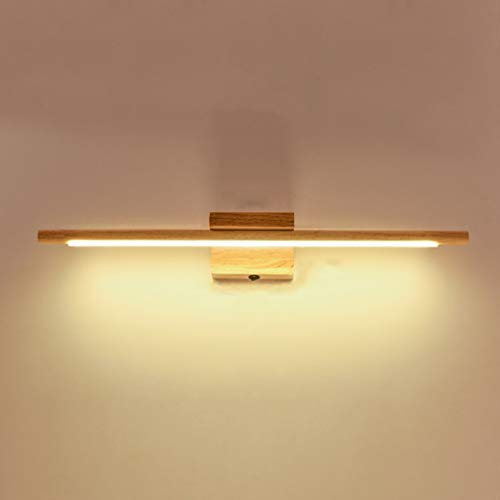 FFDCC Lampada da Specchio a LED in Legno con Interruttore, Luce da Specchio Bagno Vintage 60cm LED 10W Lampada per Specchio Trucco Camera da Letto Applique da Parete,Warm white