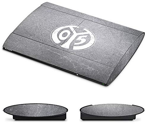 DeinDesign Skin kompatibel mit Sony Playstation 3 PS3 Superslim CECH-4000 Folie Sticker 1. FSV Mainz 05 E.V. Metallic Look Offizielles Lizenzprodukt