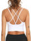 Sykooria Sport BH Damen Gepolstert Bustier ohne Bügel Spaghettiträger Cross Back Design Push Up Sport Bra Top für Yoga Fitness, Weiß L