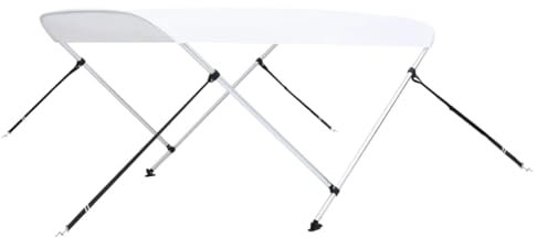 vidaXL Toldo Bimini de 2 Arcos para Barco Embarcación de Recreo Antimoho Correas de Nailon Ajustables Estable Duradero Parasol Blanco 180x150x110 cm