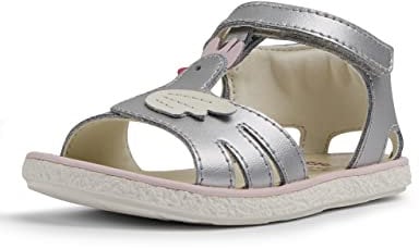 Camper Baby Girls Miko First Walkers K800471 T-Strap Sandal, Grey, 6 UK Child