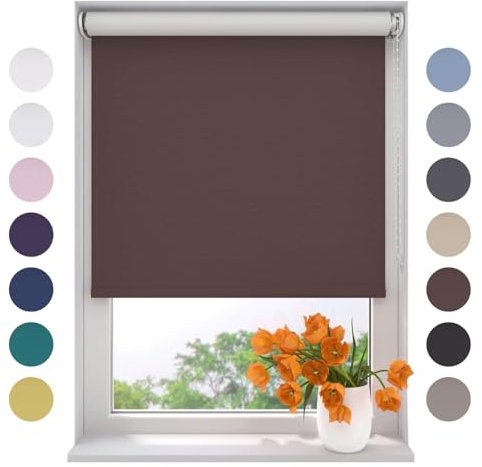 Radeco® Verdunkelungsrollo 90 x 275 cm braun, Größen von 40 bis 240 Breite, ohne Bohren möglich, Rollo wandmontage, Rollo 90 cm breit, Fenster rollos für innen, rollos für Fenster