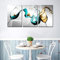 Tucocoo Dining Room Decor Paintings Teal Wine Creative Pictures 3 Panel Canvas Wine Glass Wall Art Modern Artwork Home Decor for Kitchen Framed Gallery-Wrapped Ready to Hang-Middle 16x24inchx3Pcs