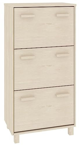 vidaXL Schuhschrank Schuhregal Kipper Schuhkipper Schuhablage Schuhkommode Schuhständer Schuhaufbewahrung Honigbraun 59,5x35x117cm Massivholz Kiefer