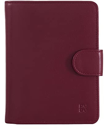DUDU Damen Portemonnaie aus weichem buntes Leder, RFID-Block, Reißverschluss und Kreditkartenhalter Burgundy