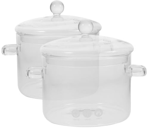 YARNOW 2piezas Olla Para Sopa De Vidrio Resistente Al Calor Tapa Diseño Ergonómico Para Casa