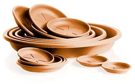 Mondo Viro Sottovasi pour vases ronds et racRectangulaires de différentes tailles et couleurs en polypropylène ou résine (Rond Ø 60 x 8 cm, Festonato Terracotta)