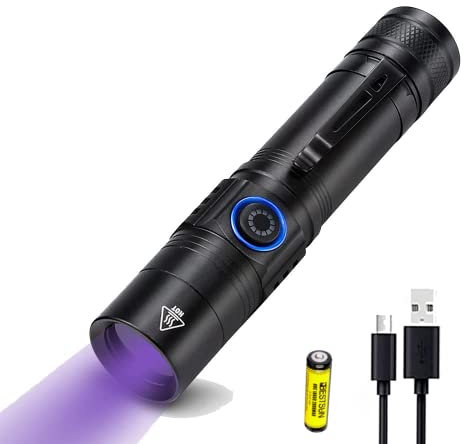 Lampe de poche UV pour durcissement de résine, détection d'urine d'animaux domestiques, pierres brillantes, punaises de lit, minéraux, lampe de poche UV 365 nm, étanche