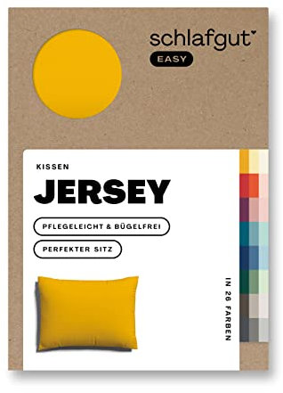 Schlafgut Easy Jersey Kissenbezug 40x60 cm Yellow Deep mit 100% Baumwolle, superweicher & atmungsaktiver Kopfkissenbezug