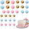 Xsstarmi 30 PCS Mini Balloon Cake Topper Ball Cake Picks Decoration Faux Pearl Balls DIY Cake Topper Decoration for Gender Reveal Baby Shower Wedding Anniversary Birthday Party Supplies Gold Pink Blue