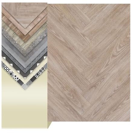 Primaflor PVC Bodenbelag Meterware TURVO - Eiche hell Fischgrätdekor, 2,00m x 3,50m, Vinyl-Boden in Holzoptik für Küche, Wohn- und Badezimmer, Hochwertige Auslegware, Anti-Rutsch Oberfläche