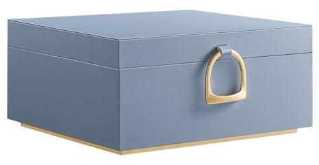 SONGMICS Boîte à bijoux à 2 niveaux, porte-bijoux avec poignée, plateau amovible, effet flottant, 20,5 x 24 x 11 cm, idée cadeau, (bleu brouillard), JBC165Q01
