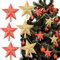 Weihnachtsbaumspitze, Mini-Glitzer-Weihnachtsbaumspitze, bruchsicher, Sterne, goldfarben und rot, dekorativ für Party, Weihnachten, 6 Stück