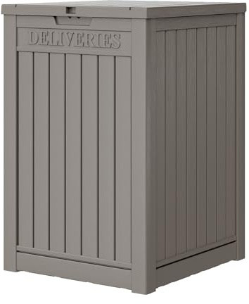 LHBGO 48 Gallonen Paket-Lieferbox für Veranda, Aufbewahrungsbox mit abschließbarer Sicherung, großer doppelwandiger Kunstharz, Outdoor-Paketlieferung und wasserdichte Deckbox