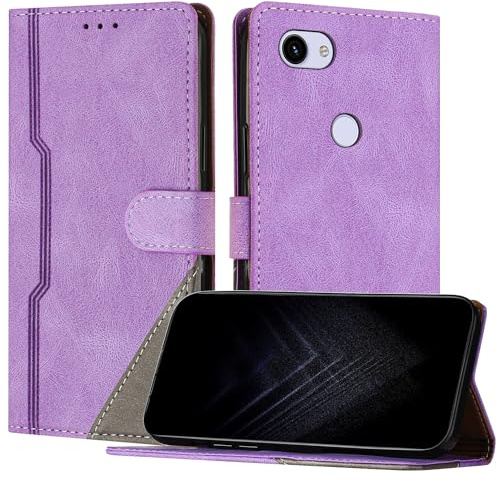 NETANY Schutzhülle für Google Pixel 3A, PU Leder Flip Wallet Handyhülle mit magnetisch Kartenfächer Standfunktion Hülle für Google 3A - Lila