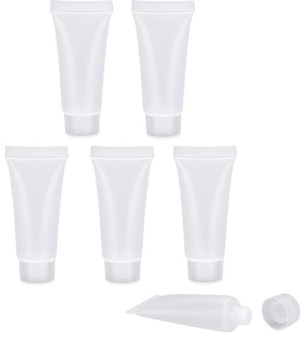 LECUNE 5 Stück Leere Tuben, Nachfüllbare Klarsichtbehälter, Leere Flüssige Foundation-Tuben für Reisen und DIY-Projekte,DIY Lipgloss,Balsam,Kosmetik (10ml)