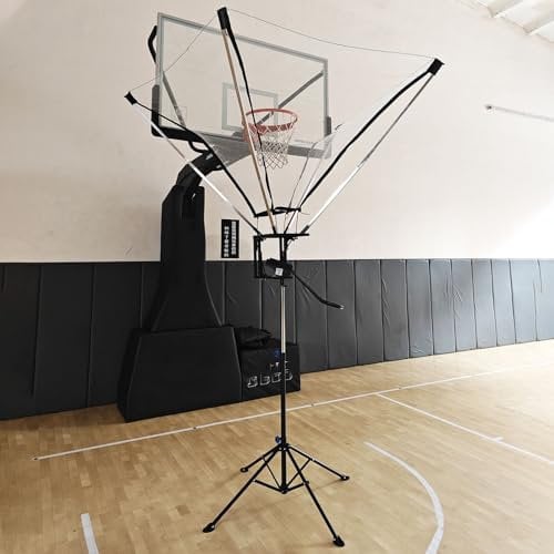 NUNETH Basketball Rebounder Metall-Basketball-Rückwurfnetzsystem für Korb, Faltbarer Basketball-Rückgabeaufsatz, Bodenstehender Basketball-Pass-Back-Rebounder-Netztrainer