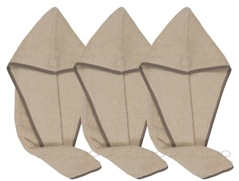 Betully Schnelltrocknendes Kopfhandtuch mit Knopf aus 100% Baumwolle 500 g/m² Weich Saugfähig und Sanft Handtuch Haare für Alle Haartypen Ideal für Reisen Haartuch (Creme)