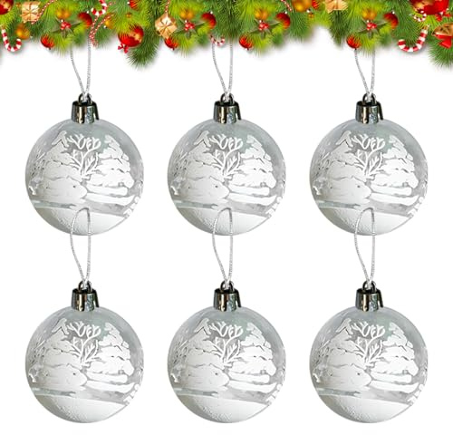 BRTNUP Weihnachtskugeln 6cm Weiß Schnee Szene Weihnachtskugel Ornamente Christbaumschmuck Hängende Kugeln Xmas Party Dekoration