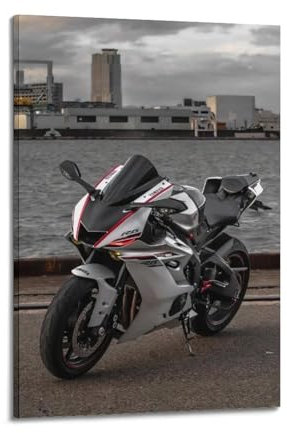 GLMHOK Sportbike-Poster R6, weißes Rennmotorrad, dekoratives Gemälde, Leinwand-Poster, 30 x 45 cm